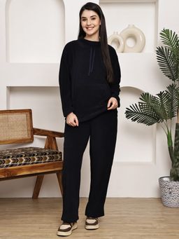 Kanvin - Womens Winter Wear Navy Blue Hooded with Pyjama