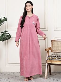 Kanvin - Womens Winter Wear Pink Nighty