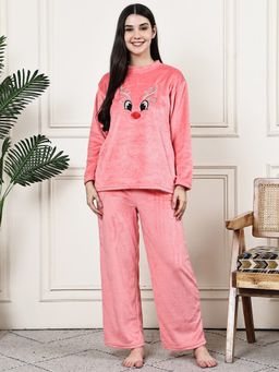 Kanvin - Womens Winter Wear Peach Top with Pyjama