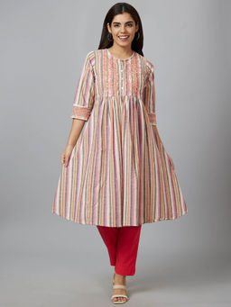 Globus - Women Multi Striped A-Line Kurta