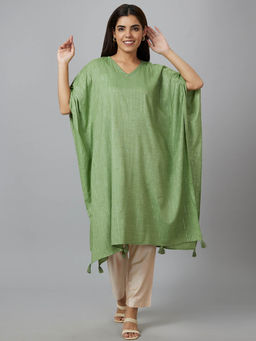 Globus - Women Green Embellished Kaftan Kurta