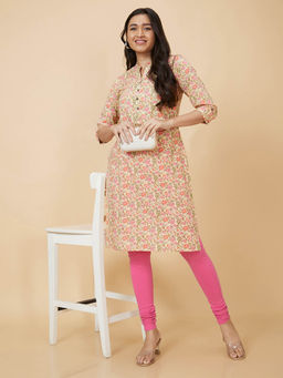 Globus - Women Yellow Printed Straight Kurta