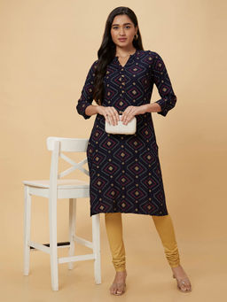 Globus - Women Blue Printed Straight Kurta