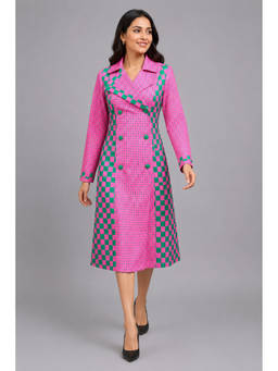 PERINI - Pink Checkmate Trench Dress