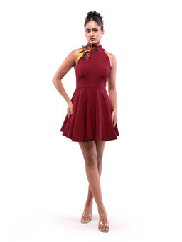 MODO CALDO - Red Crimson Foliage Dress