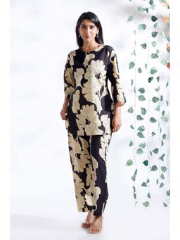 BREATH:ABLES - Black Floral Cotton Kurta with Pant