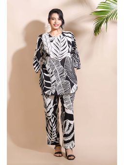 BREATH:ABLES - Black Cotton Nature Print Loungewear Kurta with Pant