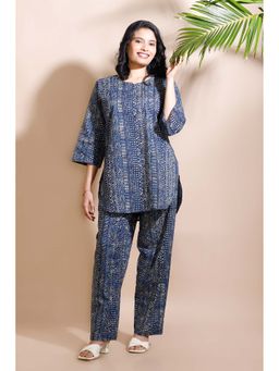 BREATH:ABLES - Blue Abstract Print Cotton Kurta with Pant