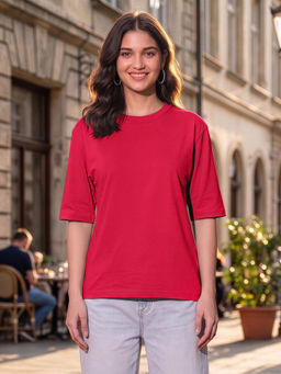BRINNS - Drop Shoulder Magenta T-Shirt