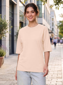 BRINNS - Drop Shoulder Peach T-Shirt
