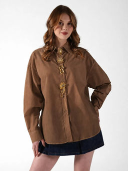 SHOWOFFFF - Edition Women's Edition Brown Shirt with Button