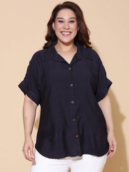 THE PINK MOON - Navy Drop Shoulder Shirt