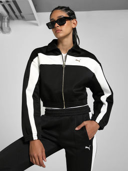 Puma - Women's Relaxed Fit Cropped Track Black Jacket