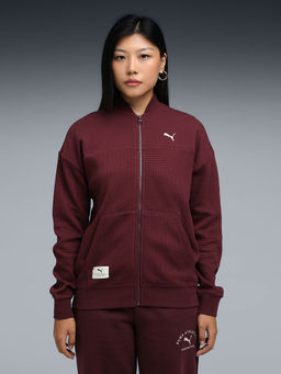 Puma - Class Women's Stand Collar Full-Zip Maroon Jacket