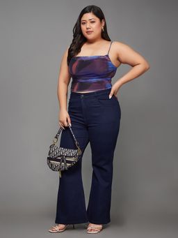 Miss Chase - A+ Curve Collection Plus Size Navy Blue Bootcut High Rise Jeans