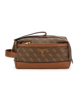 Guess - Men Brown Printed Toiletry Pouch
