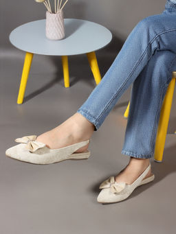 Iconics - Women Elegant & Comfortable Bow Slingback Sandals Beige