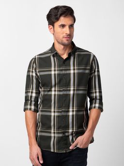 Spykar - Green Full Sleeves Y/d Twill Shirt For Men
