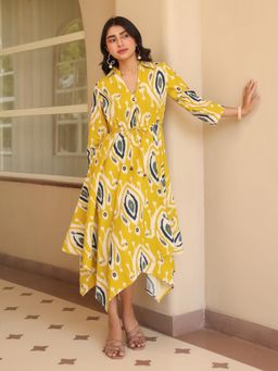 Rain & Rainbow - Women Yellow Printed Pure Cotton Dress