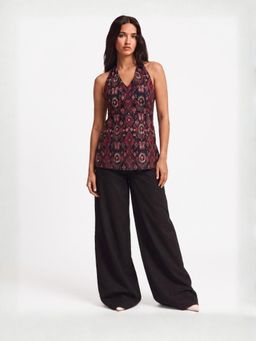 NISHORAMA - Women Black Ikat Cotton Top, Pant