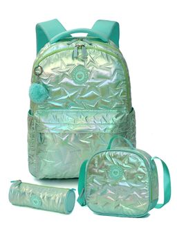 Little Surprise Box - Shiny Green Backpack with Lunch Bag And Stationery Pouch (Set of 3) (8 Years)