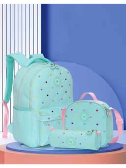 Little Surprise Box - Green Matching Backpack with Lunch Bag And Stationery Pouch (Set of 3) (8 Years)