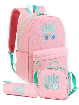 Little Surprise Box - Pink Matching Backpack with Lunch Bag And Stationery Pouch (Set of 3) (8 Years)