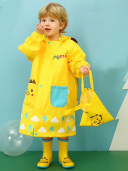 Little Surprise Box - Cloudy 3D Lion Bright Yellow Long Style Raincoat