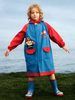Little Surprise Box - Fire Engine Theme, Knee Length Raincoat