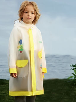 Little Surprise Box - Tall Giraffe Yellow Bordered Translucent Long Style Raincoat