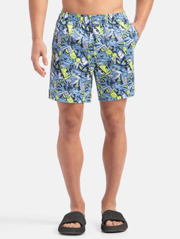 Jockey - Ny07 Men Dusk Blue Super Combed Cotton Satin Weave Printed Boxer Shorts