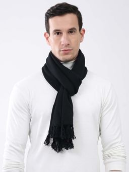 Monte Carlo - Black Wool Blend Woven Muffler