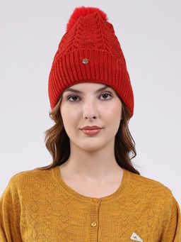 Monte Carlo - Red Wool Blend Woven Beanie