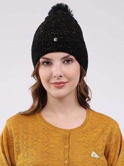 Monte Carlo - Black Wool Blend Woven Beanie