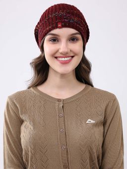 Monte Carlo - Maroon Wool Blend Woven Beanie