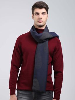 Monte Carlo - Navy Blue Wool Blend Woven Muffler