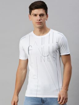SHOWOFF - Men Round Neck Half Sleeves Printed White T-shirt