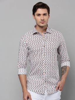 SHOWOFF - Men Collar Neck Long Sleeves Printed Off White Shirt