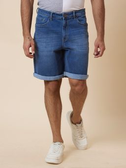 Globus - Men Med Blue Regular Fit Denim Shorts