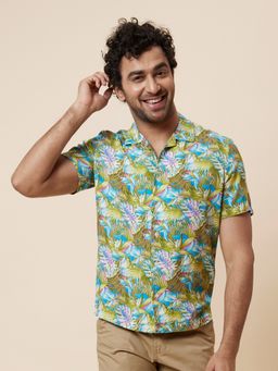 Globus - Men Green Printed Regular Fit Casual Shirt