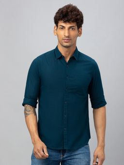Globus - Men Blue Solid Regular Fit Casual Shirt