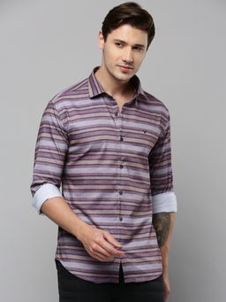 SHOWOFF - Men Collar Neck Long Sleeves Striped Multi Shirt