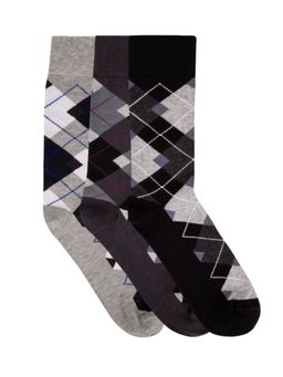 NEXT2SKIN - Pack of 3 Men Seamless Regular Length Cotton Socks - Black & Grey with Light Grey
