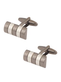 The Tie Hub - Rectangular Gunmetal Grey And Silver Cufflinks