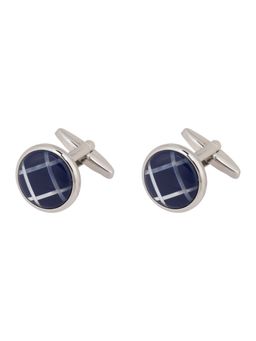The Tie Hub - Dark Navy Blue Mother Of Pearl Round Cufflinks