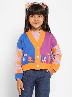 Somersault - Flower & Checks Printed Cotton Cardigan