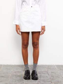 LC WAIKIKI - White Solid Ripped Hem Skirt