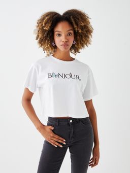 LC WAIKIKI - White Graphic Bonjour T-shirt