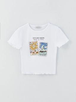 LC WAIKIKI - White Printed Sun&moon Baby T-shirt