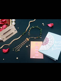 PAYA - Cut Stone Rakhi and Lumba and Nazariya - Mangalsutra Dhaaga Combo